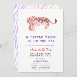 Mama Tiger & Cub Neon Colors Kinderdusche Einladun Einladung