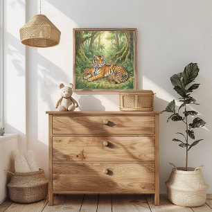 Mama Tiger und Cubs Kinderzimmer Poster