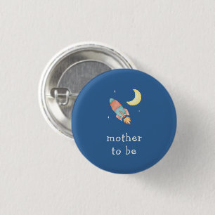 Mama-To-Be-Boy-über-den-Mond-Rakete-Baby-Party Button