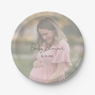 Mama-to-be-Foto Babydusche Pappteller