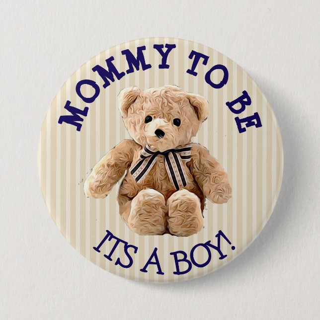 Mama to be, Teddy Bear Baby Shower Button (Vorderseite)