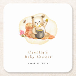 Mama to be Teddy Bear Honeycomb Babydusche Rechteckiger Pappuntersetzer