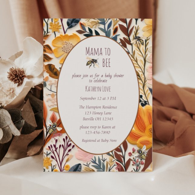 Mama to be Vintag Wildblume Babydusche Einladung (Von Creator hochgeladen)