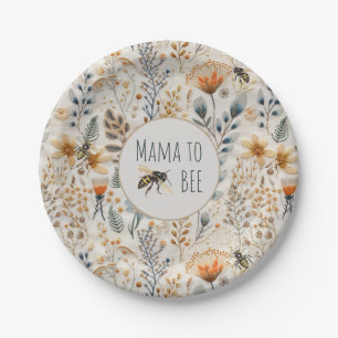 Mama-to-be vintage blaues florales Babyshower Pappteller
