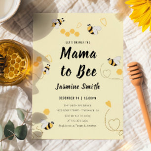 Mama to Bebe Black Yellow Honey Baby Shower Einladung