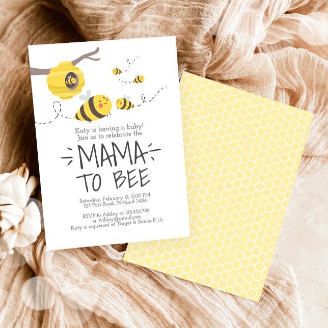 Mama to Bebe Niedlich Honey Neutral Baby Shower Einladung (Von Creator hochgeladen)