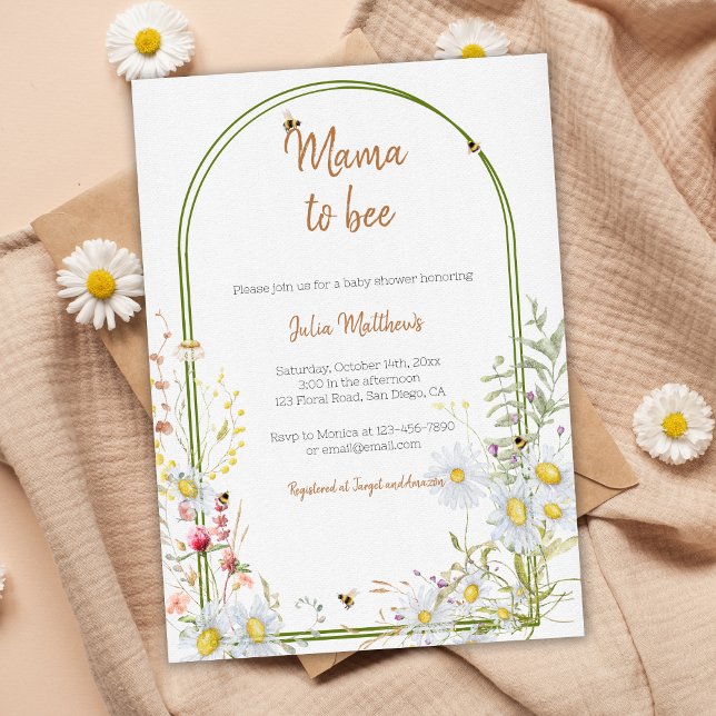 Mama to Bebe Wildblume Boho Baby Shower Einladung (Von Creator hochgeladen)