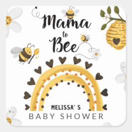 Mama to Bee Baby Shower Quadratischer Aufkleber