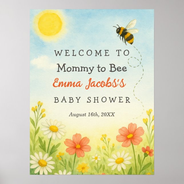 Mama to bee Baby Shower Willkommenspender Poster (Vorne)