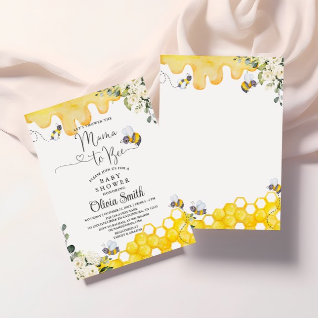 Mama to Bee Floral Baby Shower Einladung (Von Creator hochgeladen)
