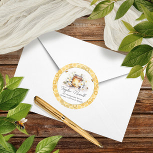 Mama to Bee Flowers and Bees Honey Return Address Runder Aufkleber