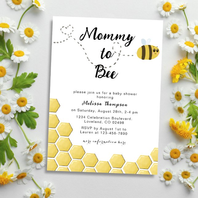 Mama to Bee Gender Neutral Honeycomb Baby Shower Einladung (Von Creator hochgeladen)