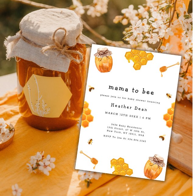 Mama to Bee Honey Frame Baby Dusche Einladung (Mama to Bee Honey Bumble Frame Baby Shower Invitation)