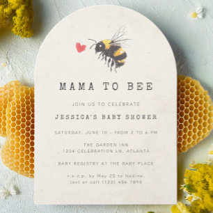 Mama to Bee Honey Heart Foto Baby Shower Einladung