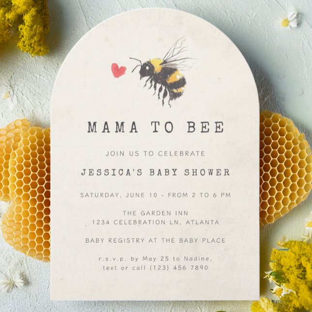 Mama to Bee Honey Heart Foto Baby Shower Einladung (Von Creator hochgeladen)