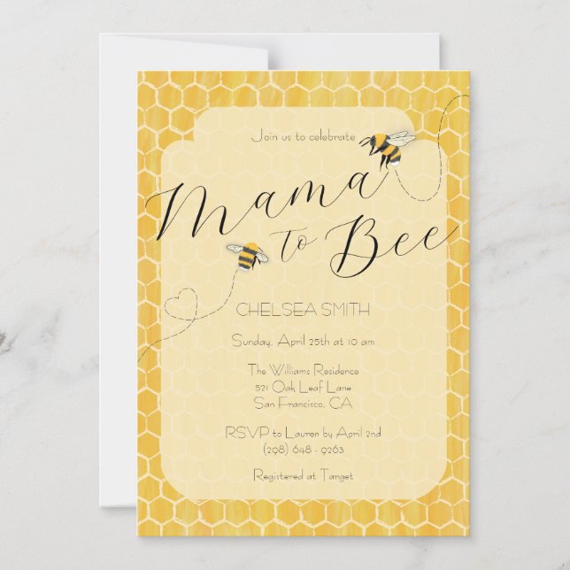 Mama to Bee Honeybee Baby Shower Magneteinladung (Vorderseite)