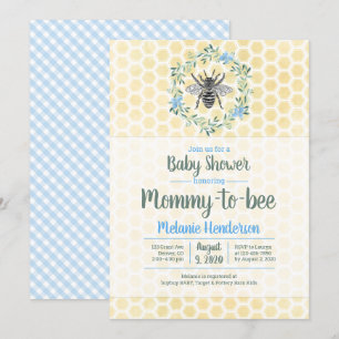 Mama to bee, Honigwabenrübe, Gingham, Baby-Dusche Einladung
