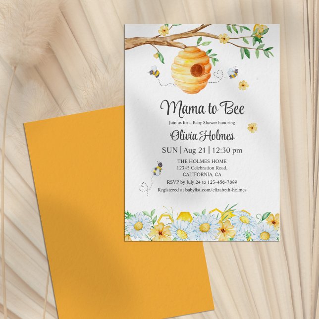 "Mama to Bee" Kinderdusche Einladung ("Mama to Bee" Baby Shower Invitation)