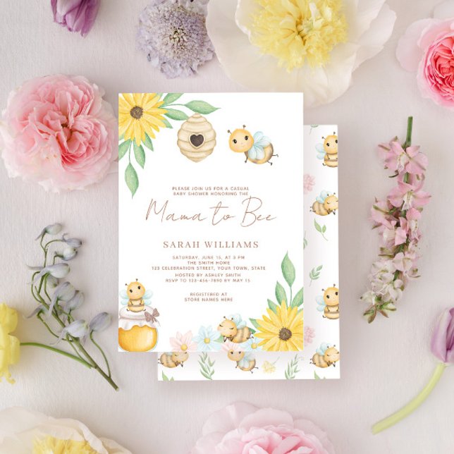 Mama to Bee Wildblume Baby Shower Einladung (Von Creator hochgeladen)