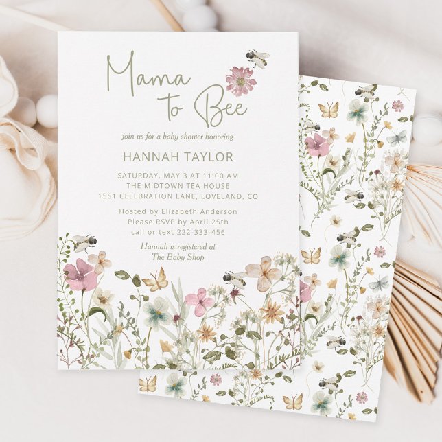 Mama to Bee Wildblume Baby Shower Einladung (Von Creator hochgeladen)