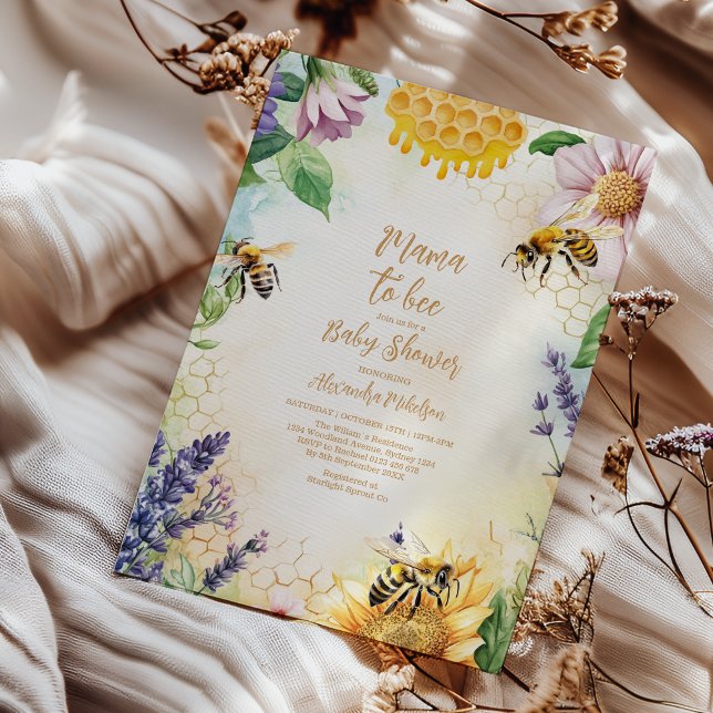 Mama to Bee Wildblume Honeybee Mommy Baby Shower Einladung (Von Creator hochgeladen)