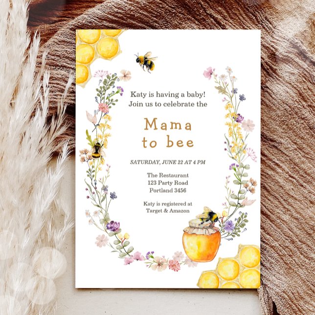 Mama to Bee Wildblume Honeybee Mommy Baby Shower Einladung (Von Creator hochgeladen)