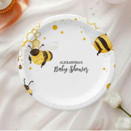 Mama to Bee Wildblume Honeybee Mommy Baby Shower Pappteller