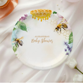 Mama to Bee Wildblume Honeybee Mommy Baby Shower Pappteller