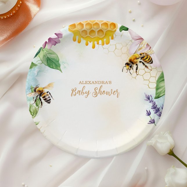 Mama to Bee Wildblume Honeybee Mommy Baby Shower Pappteller (Von Creator hochgeladen)