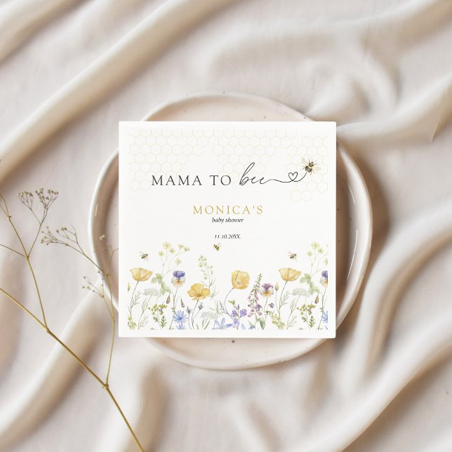 Mama to Bee Wildblume Rustic Garden Baby Dusche Serviette (mama to bee baby shower custom napkins wildflowers bees aesthetic )