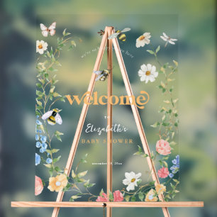 Mama to Bee Wildflower Baby Shower Willkommen Acrylschild