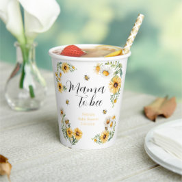 Mama to Bee Yellow Blumen Bumblebee Baby Dusche Pappbecher