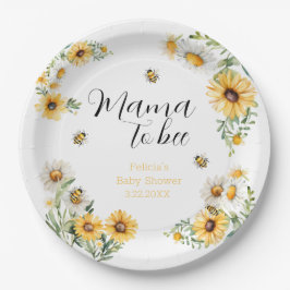 Mama to Bee Yellow Blumen Bumblebee Baby Dusche Pappteller