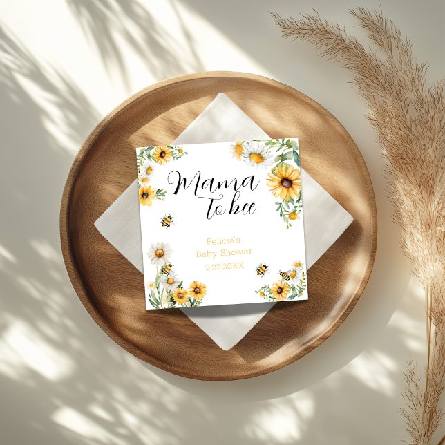 Mama to Bee Yellow Blumen Bumblebee Baby Dusche Serviette (Von Creator hochgeladen)