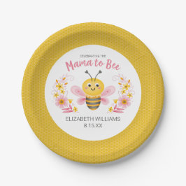 Mama to Bee Yellow Pink Baby Dusche Pappteller