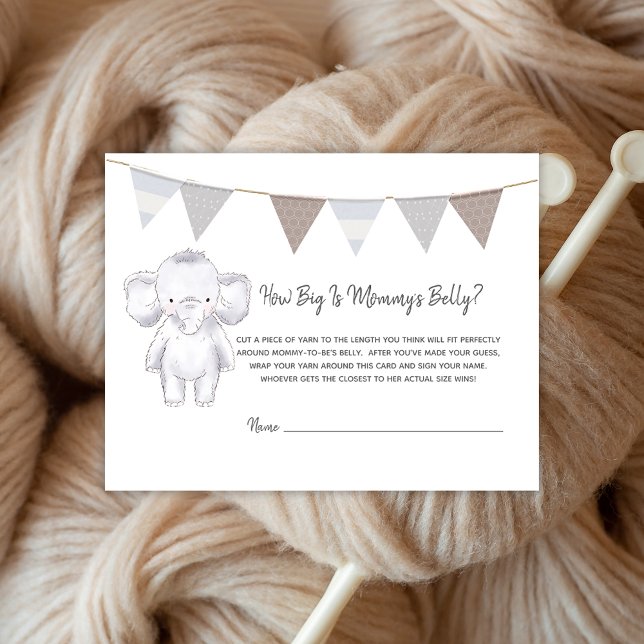 Mama to be's Bly Size Game Modern Baby Elephant Begleitkarte (Von Creator hochgeladen)