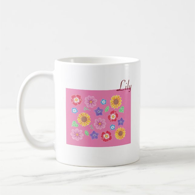 Mama & Tochter Rosa Blumengarten Tasse (Links)