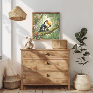 Mama Toucan und Küken-Kinderzimmer Poster
