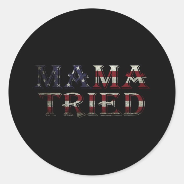 Mama Tried Country Music Lyric USA Flag Retro Runder Aufkleber (Vorderseite)