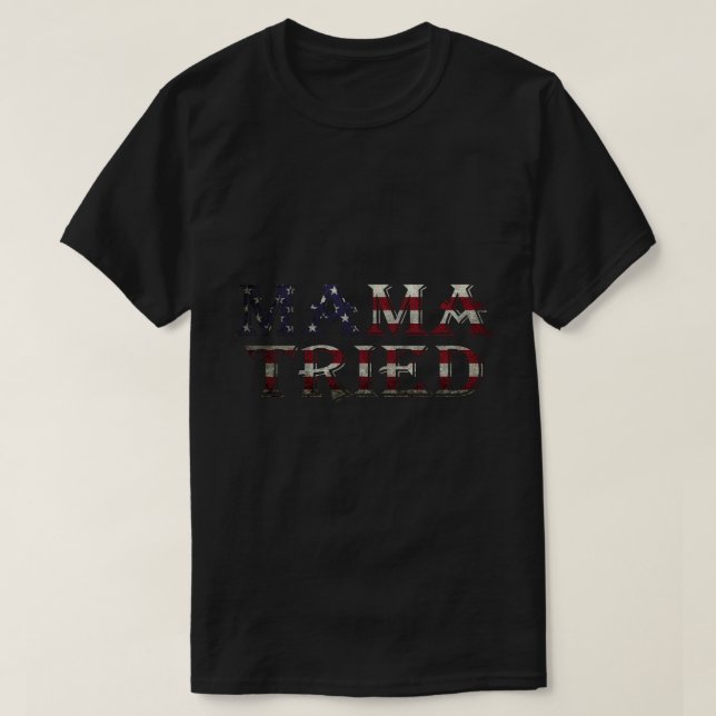 Mama Tried Country Music Lyric USA Flag Retro T-Shirt (Design vorne)