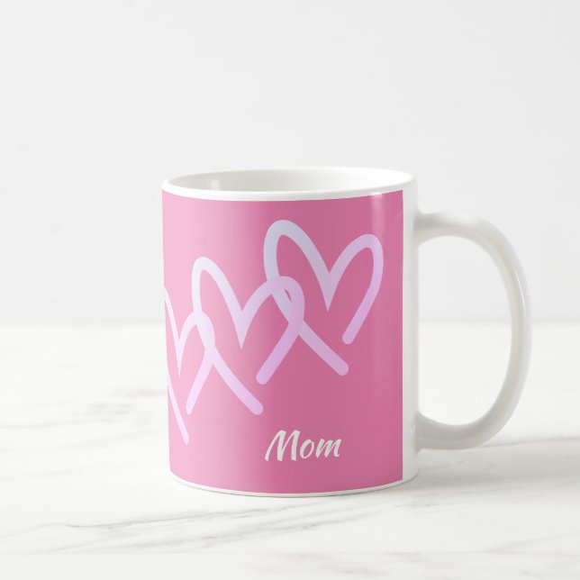 Mama Triple Pink Heart Kaffeetasse (Rechts)
