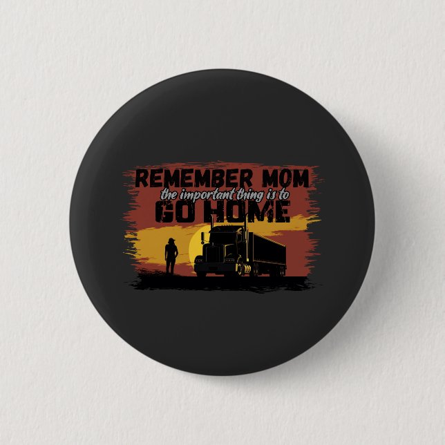 Mama Trucker Liebe Road Journey Familiendesign Button (Vorderseite)