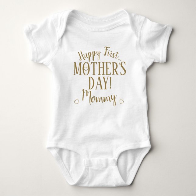 Mama Typografie Gold Baby Strampler (Vorderseite)
