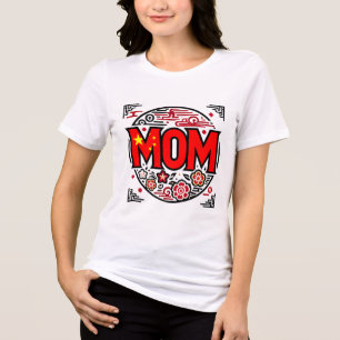 MAMA Typografie mit chinesischer Flagge und Blumen Tri-Blend Shirt