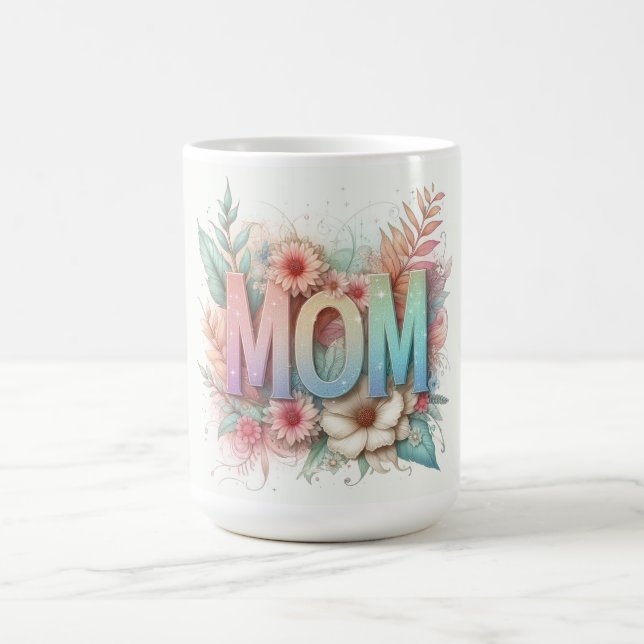 Mama Typografie und Blume Kaffeetasse (Mittel)