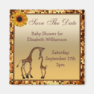 Mama-u. Baby-Giraffen-GoldSave the Date Magnet