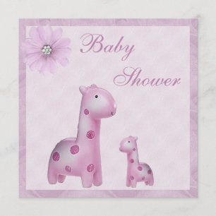Mama-u. Baby-Giraffen-lila Mädchen-Baby-Dusche Einladung