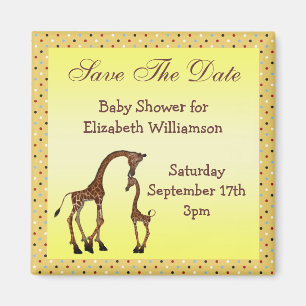 Mama-u. Baby-Giraffen-Save the Date Baby-Dusche Magnet
