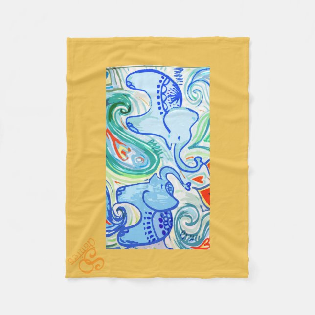 Mama-u. Baby-indischer Elefant-Decke Fleecedecke (Vorderseite)