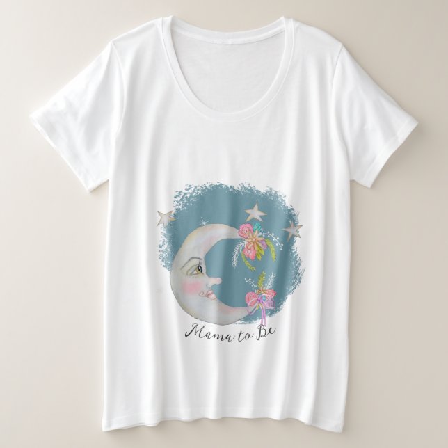 Mama über den Mond Stars Aquamarine Babydusche Große Größe T-Shirt (Design vorne)